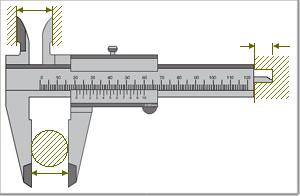 Ejercicio Existen diferentes tipos de calibres que se utilizan para mediciones exteriores, para mediciones interiores y para