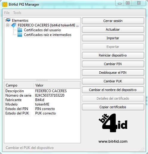 administrador de Token Bit4id PKI