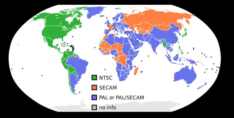 Mapa mundial: Pal/ Secam/ NTSC By Akomor1 (Own work; derived from
