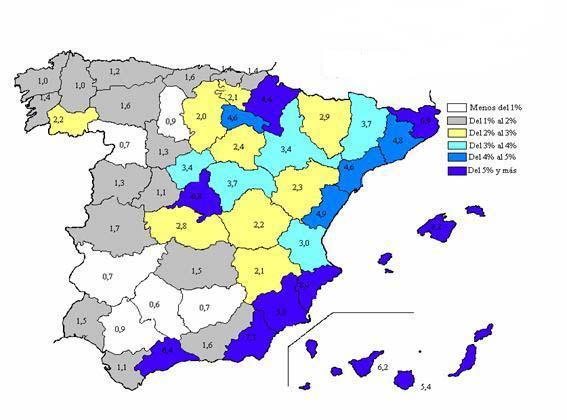 La movimientos migratorios en España (II) La distribución de la población extranjera - Actualmente, el 10% de la población que vive en España es extranjera - Distribución - Más población extranjera: