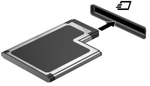 2. Inserte la tarjeta en la ranura para ExpressCard y luego presiónela hasta que encaje firmemente. Oirá un sonido cuando se haya detectado el dispositivo y es posible que se vea un menú de opciones.