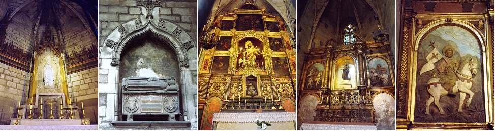 ❶ Capilla de Nuestra Señora de Lourdes. ❷ Arcosolio con un sepulcro. ❸ Retablo de San José, oleo y temple sobre tabla i escultura policromadas 1767-1768.