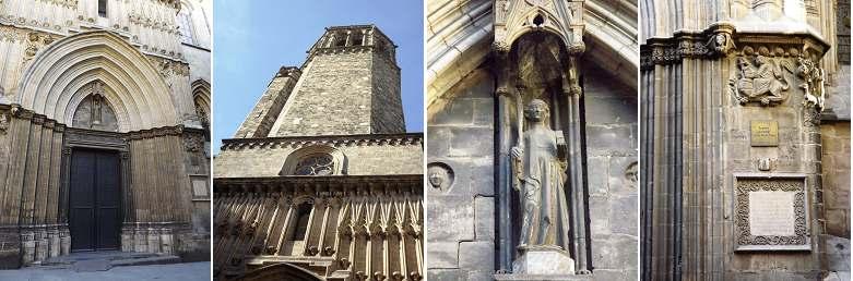 ❶ Portada de San Ivo, con arco ojival gótico ❷ Sobre la puerta se alza una de las torres campanario de finales del S. XIII.