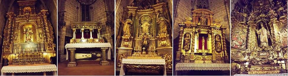 ❶ Capilla de San Pancracio y de San Roque, retablo policromado S. XVIII ❷ Capilla de San Ramón de Peñafort S.