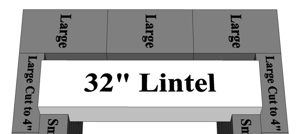 Cambridge Pre-Packaged Olde English Layer 9-A: Lintel Placement Capa 9-A: Colocación del Dintel Install (2) 32 Lintels according to the photo.