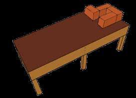 2 Para la construcción de la primera hilera de ladrillos se utilizarán 4 ladrillos panderetas tipo, los cuales se colocarán para formar un cuadrado de 14 cm. 8.