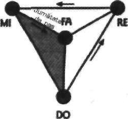 O gamă majoră face jumătate de paşi între 3 şi 4, apoi între 7 şi 8. Fig. 12-4. Tetraedrul tridimensional aflat în interiorul Oului Vieţii.
