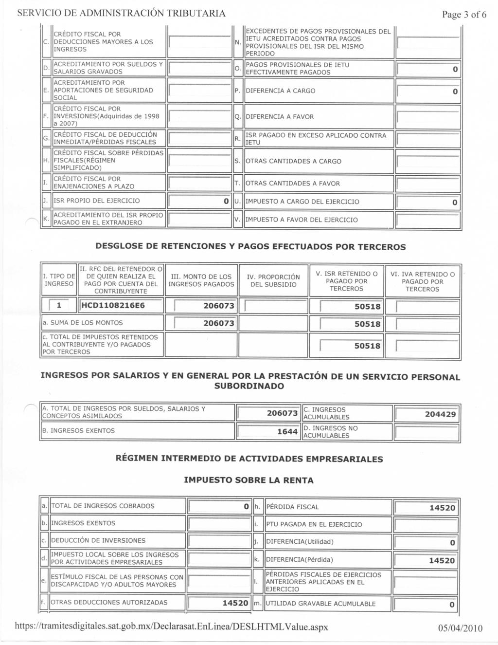 SRVICIO AMINISTRACIÓN TRIBUTARIA Page 3 f 6 c.,. F. G.