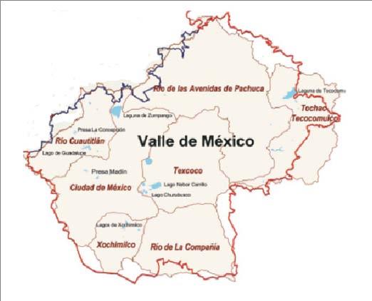 LA CUENCA DEL VALLE DE MÉXICO: ASPECTOS ECONÓMICOS Y HÍDRICOS Elaboración propia a partir de datos de INEGI, 2005 Conagua, 2009 La CVM comprende una superficie total de 9 mil 738 km 2.