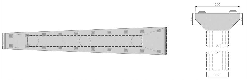 CAPÍTULO 2 - BASES DE DISEÑO 2.2.11 - Viga Dintel La viga dintel consta de una sección trapezoidal en planta que obedece a la disposición de las vigas en el tablero de cada uno de los tramos.