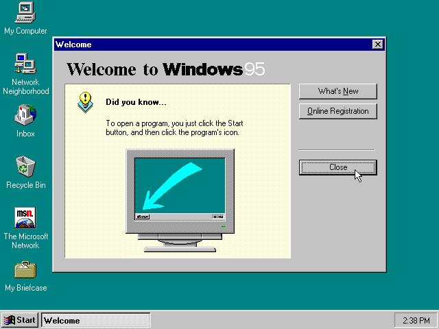 Microsoft Año 1995 Windows 95 Con una