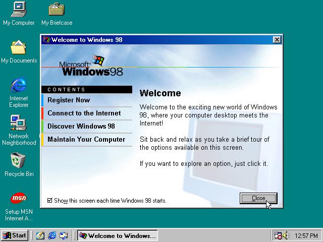 Microsoft Año 1998 Windows 98 Llega para aportar