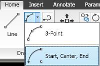 Arco: Inicio Centro Fin Etiqueta Home / Draw / Arc / Start Center End Clic para indicar el Inicio Clic para indicar el Centro Clic para