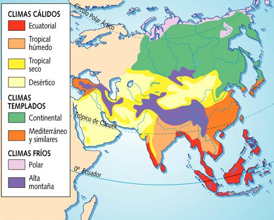 Porque en el continente de Asia existe gran variedad de clima?