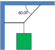 Fuerza de tensión Tensión - Ejemplo Se suspende una masa del techo y de la pared con dos cuerdas, como se describe en la figura.