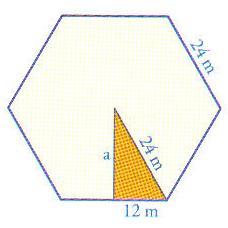 Vamos a ver un ejemplo. Calcula el perímetro y el área de un hexágono regular cuyo lado mide 24 m. Para realizar el ejercicio correctamente, hagamos un dibujo.