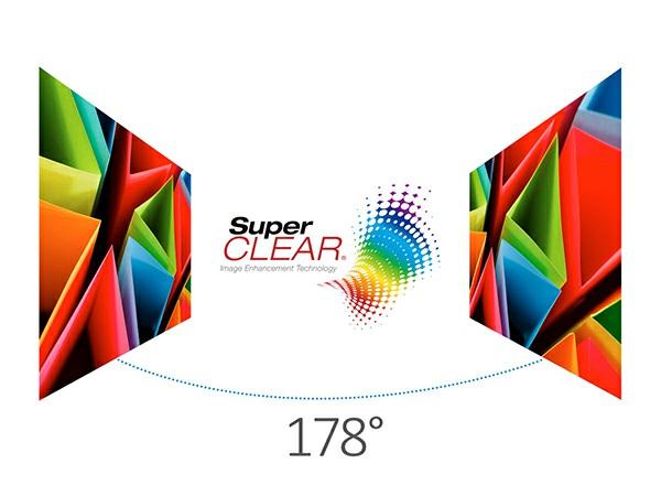 Tecnología de panel SuperClear MVA Disfrute de unos colores precisos y nítidos con niveles constantes de brillo independientemente del ángulo de visión.