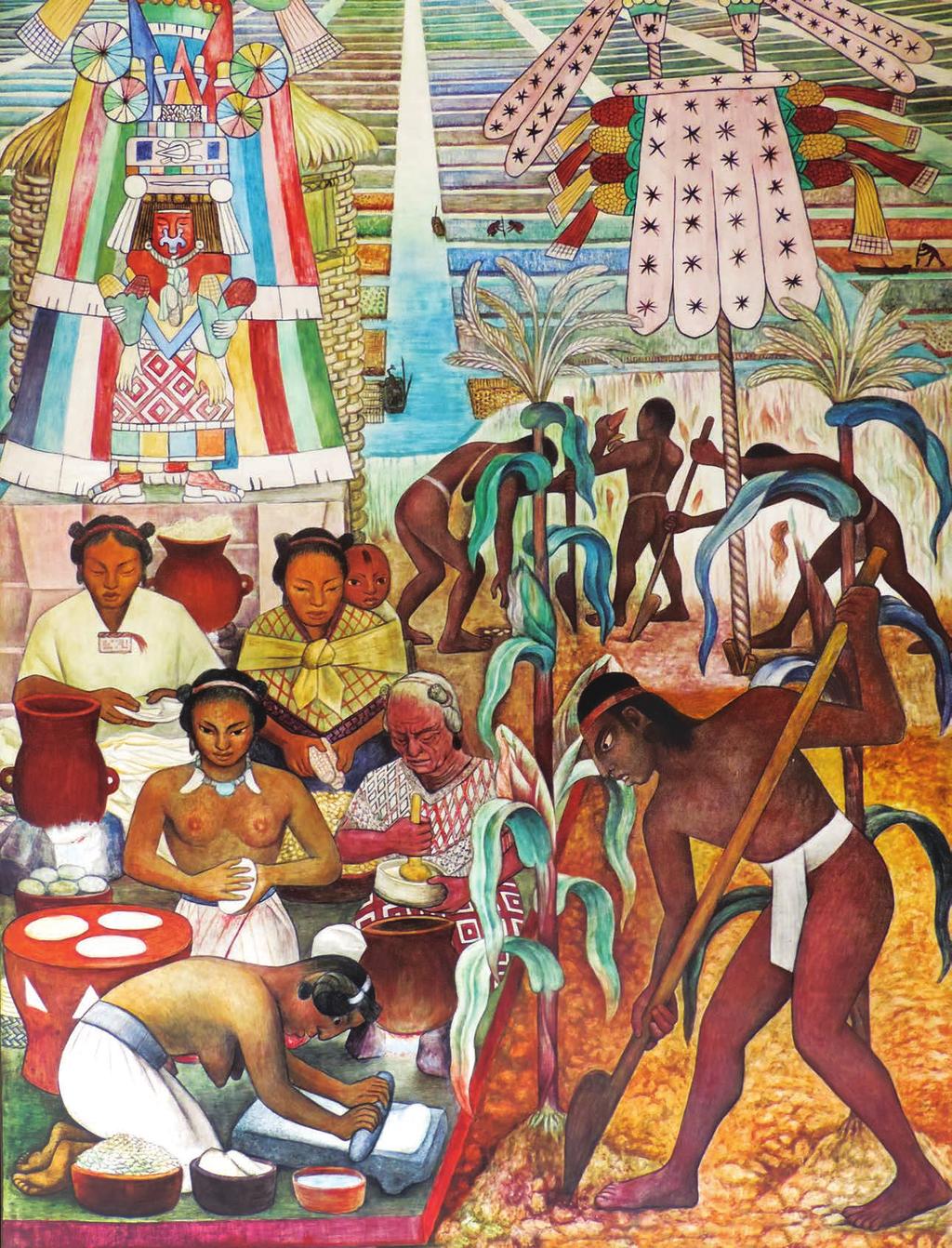El cultivo y uso del maíz en la cultura huasteca, mural de Diego