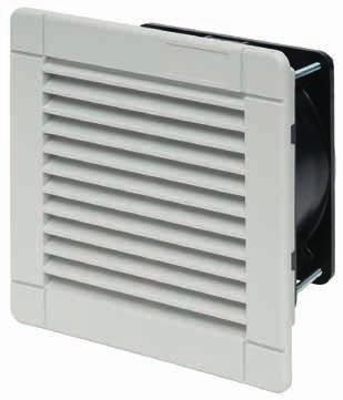 SERIE SERIE Ventiladores con filtro para armarios y cuadros eléctricos, variantes a 120 V o 230 V AC Extremadamente bajo nivel de ruido Mínima molestia al exterior Volumen de aire (14 470)m 3 /h (con
