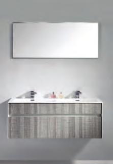 baño, cubierta y lavabo de resina, gabinete MDF + melamina y espejo