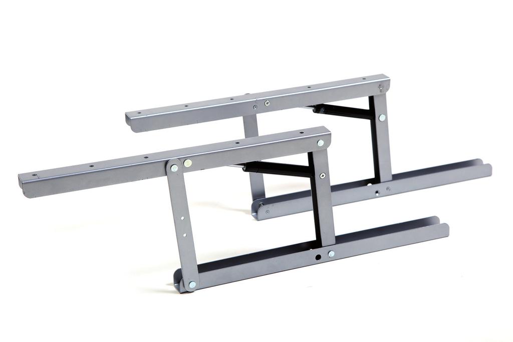 4 Elevables y bisagras Para mesas de centro, MM ha desarrollado un sistema de elevables con pistón, que permite a ese tipo de mesas ofrecer un nivel de funcionamiento excelente.