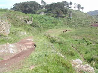 Restos mineros en Covarón Desde el área recreativa situada al final del recorrido podemos observar