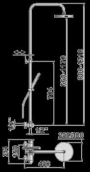 CR12004484 Con equipo ducha, flexo plata TERMOSTATO DUCHA EXTERIOR BRAZO RECTO TELESCÓPICO Wall-mounted extensible shower thermostat with straight arm Mitigeur