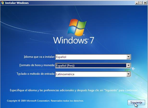 ANEXO 6 INSTALACIÓN DEL SISTEMA OPERATIVO: WINDOWS 7 Ejecutar el DVD de instalación de Windows 7, configurar el