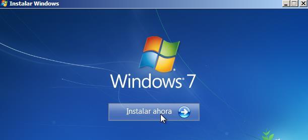 Pulsar sobre la opción instalar ahora, para dar inicio al proceso de instalación de Windows 7. Img 100.
