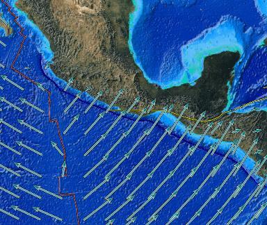 Placa de Norte América Placa de Cocos Terremoto Las flechas muestran el movimiento de las placas con relación
