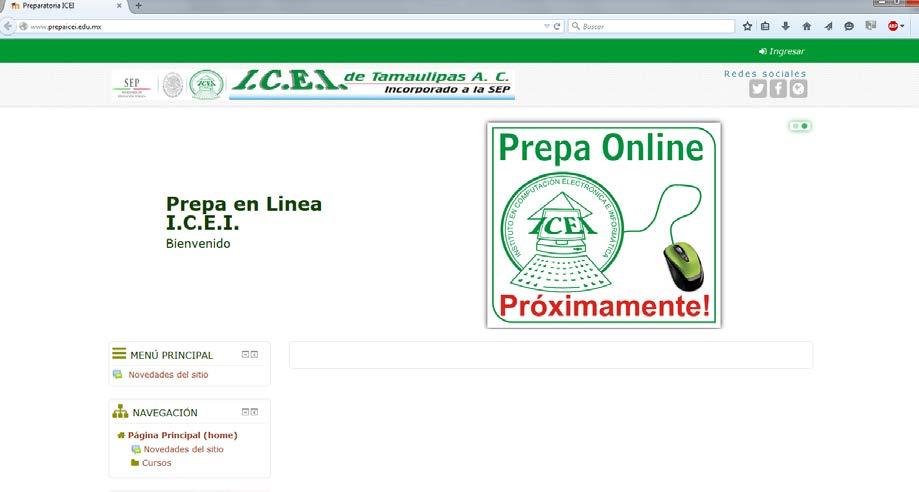 Acceso al Portal e iniciar Sesión Abre tu Navegador e ingresa en la barra de direcciones www.prepaicei.edu.