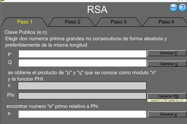 Funcionamiento del algoritmo de cifrado asimétrico RSA 1. Ejecute la aplicación Laboratorio RVC. Con lo cual iniciará la pantalla que se observa en la figura 5.