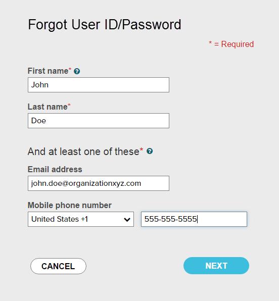 Ha olvidado su ID de usuario o su contraseña? Si ha olvidado su información de inicio de sesión, puede utilizar el enlace " Ha olvidado su ID de usuario o su contraseña?