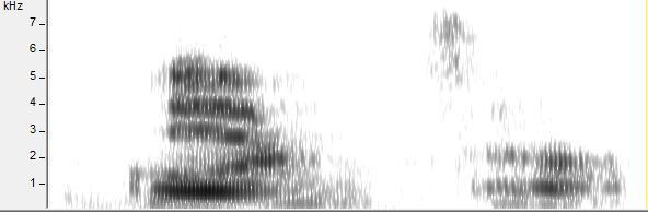 3.3 Africada precedida de lateral En el espectrograma de colcha se ve que la africada sorda que va a continuación de la lateral es muy débil, con un nivel de energía total bajo.