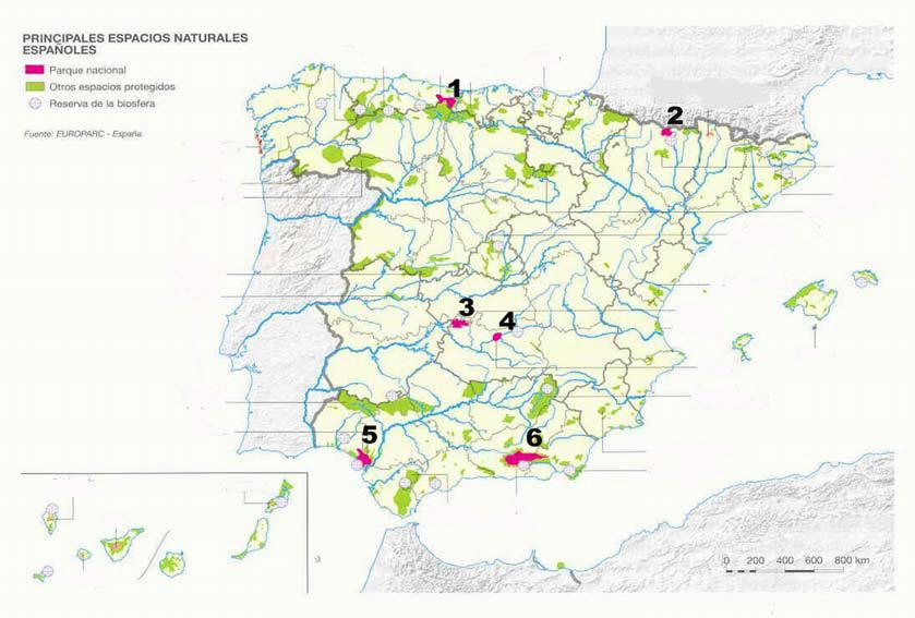10. PRÁCTICA MAPA ESPACIOS PROTEGIDOS El mapa muestra el sistema de espacios protegidos en España: EJERCICIOS RESUELTOS PAU.