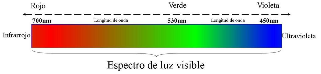 Hipótesis Esta establecido que en el espectro electromagnético los rayos rojos tienen una longitud de onda más larga (700nm) que los rayos verdes (530nm) y estos a su vez mayores que los violeta