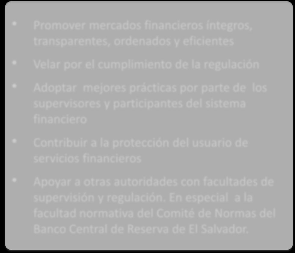 financiero Contribuir a la protección del usuario de servicios financieros Apoyar a otras autoridades con facultades de