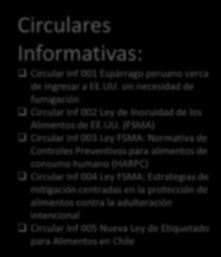 la adulteración intencional Circular Inf 005 Nueva Ley de Etiquetado para Alimentos en Chile Circulares