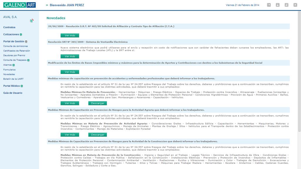 Portal de Gestión Novedades: Actualizamos la información en materia de normativas sobre riesgo del trabajo y sobre temas