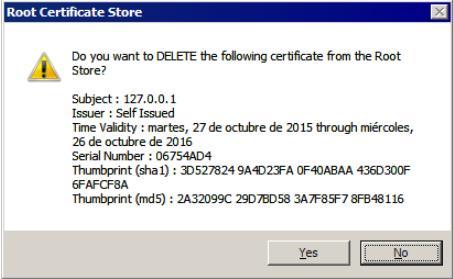 Ao finalizar o proceso, pídese permiso ao usuario para eliminar o certificado que se engadiu