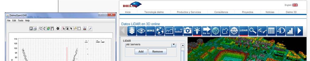 El gestor de información LiDAR permite la visualización de información LiDAR seleccionada a