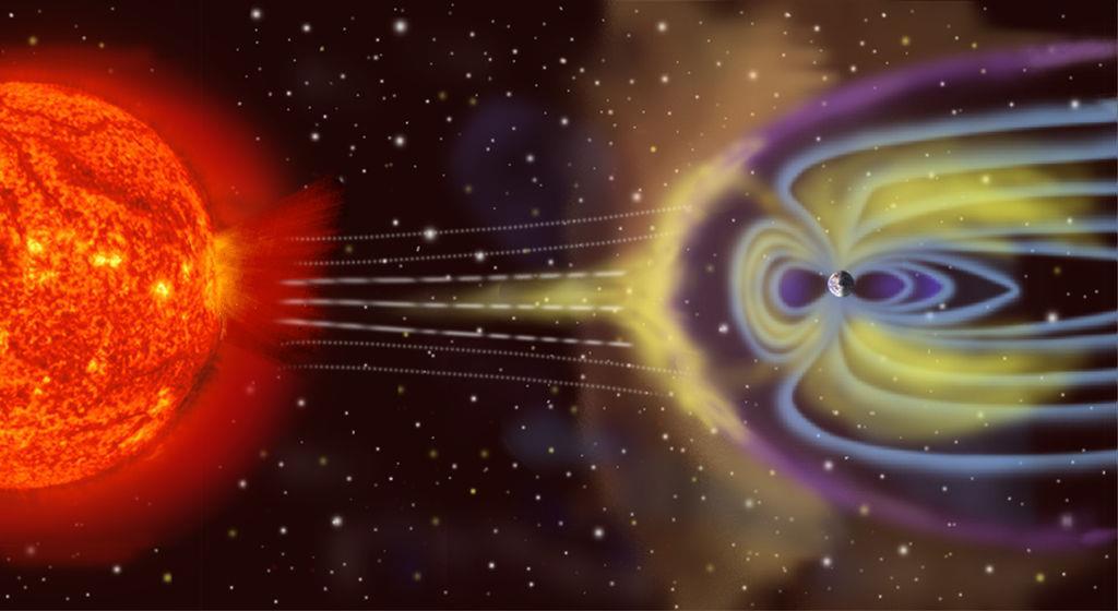Magnetósfera Área del espacio, cercana a un objeto astronómico, en la cual partículas cargadas interactúan con el campo magnético del objeto.