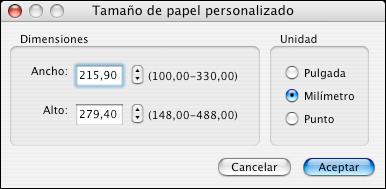 IMPRESIÓN DESDE MAC OS X 35 NOTA: Tamaño de documento es el tamaño de página definido en el cuadro de diálogo Configurar impresión (o Configurar página) de su aplicación original.
