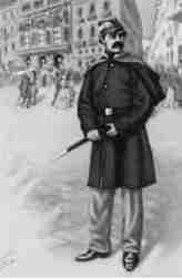 A Barcelona, l'ajuntament, per acord del 8 d'abril de 1840, va nomenar el capità retirat de l'exèrcit, Mateo Brun, comandant d'una guàrdia municipal, una força policial que aglutinava tots els cossos