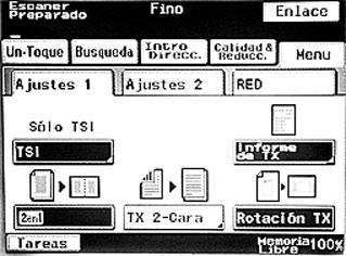 Envío de faxes por Internet 7 Configurar una transmisión 2en1 1 Pulse [Menu]. Si el kit de fax opcional está instalado, pulse [Menu FAX].