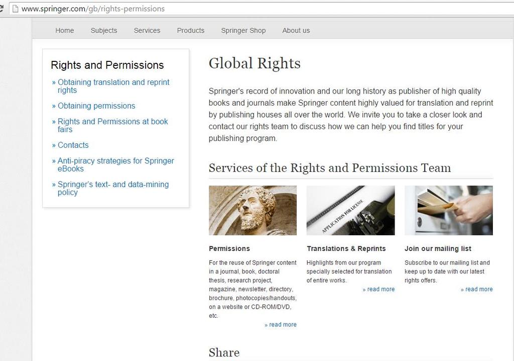 Servicios para autores: Rights and Permissions :