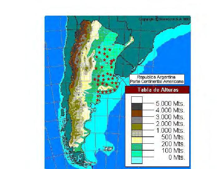 Figura 1. Mapa de distribución espacial de deficiencias de Cu en la República Argentina.