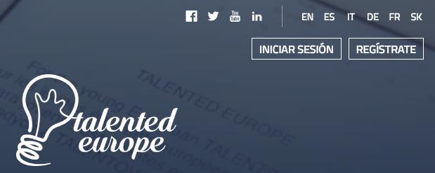 Registro El primer paso para registrar una institución en la aplicación Talented Europe es pulsar en el botón de Regístrate.
