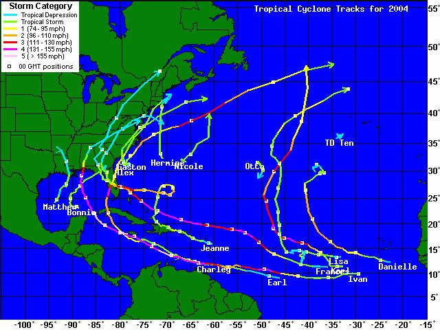 4. Con respecto a ciclones tropicales en noviembre, sólo un ciclón se formó al final del mes(la tormenta Otto), la cual se desarrolló y disipó en el océano Atlántico. 5.