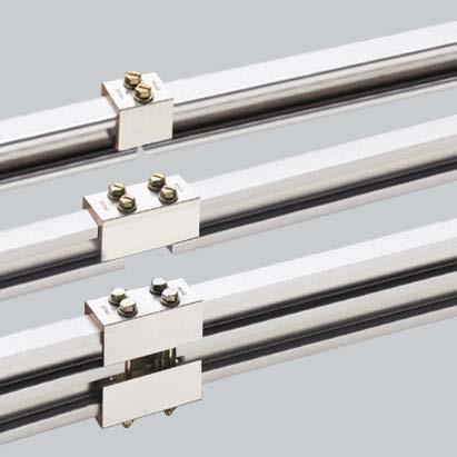 8 11 Bornes para terminal en barra Se utilizan para conectar cables con terminales según DIN 46234 y DIN 46235 en barras de 5 y 10 mm de espesor, sin necesidad de realizar orificios.